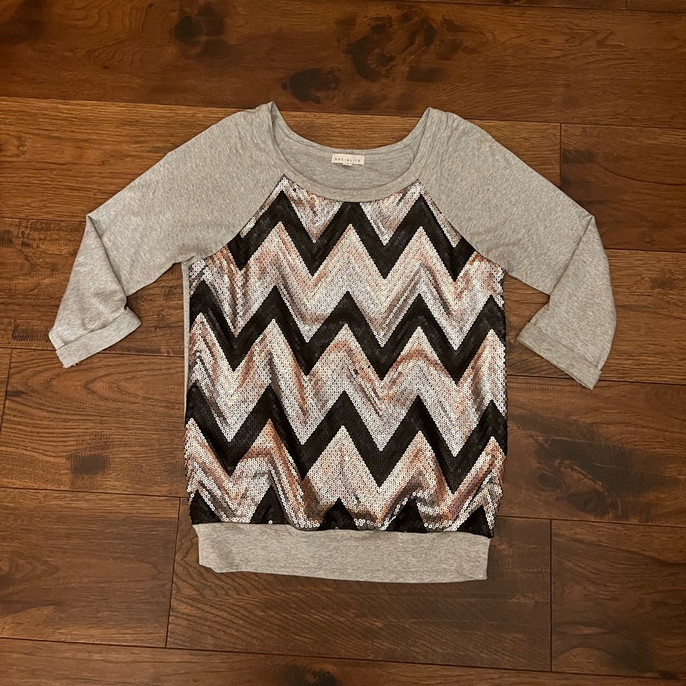 Socialite sequin metallic top
